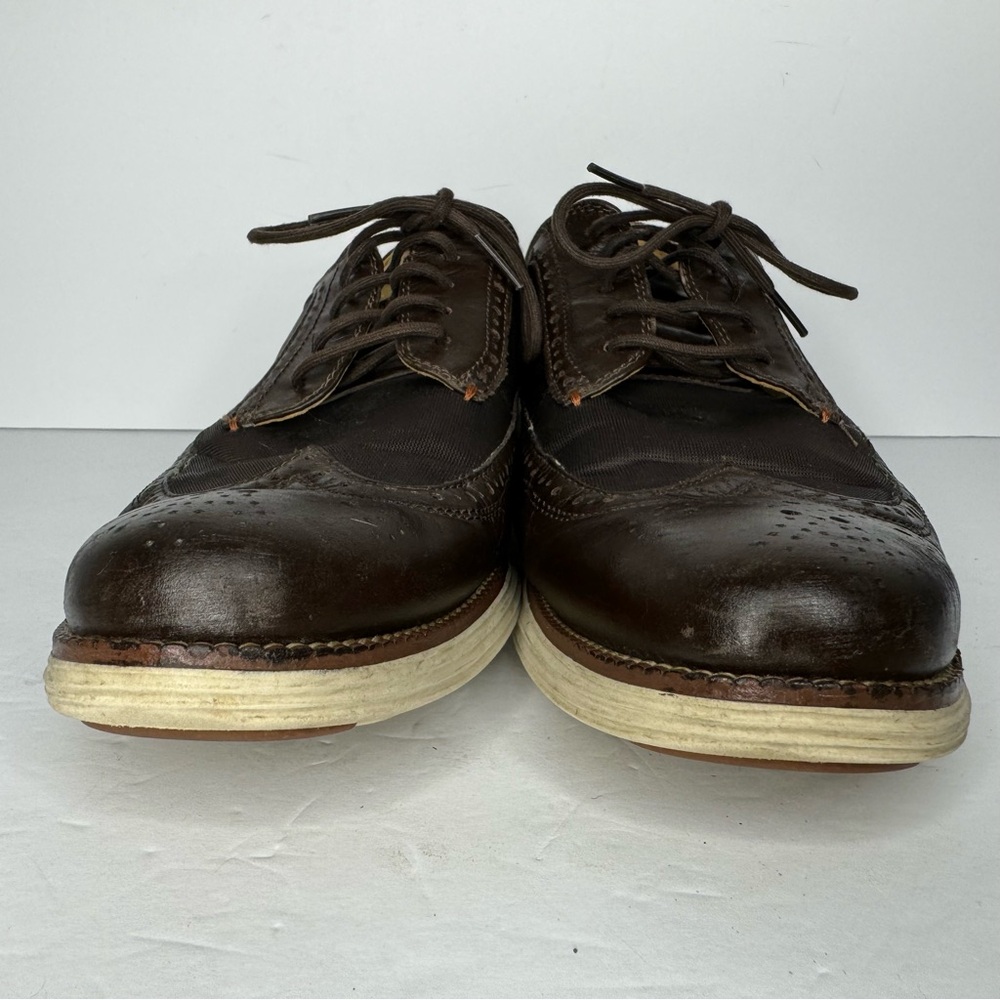 Cole Haan‎ Grand O’s Brown Leather And Fabric Wingtip Oxfords  Men’s Size 11.5 M - Picture 3 of 13